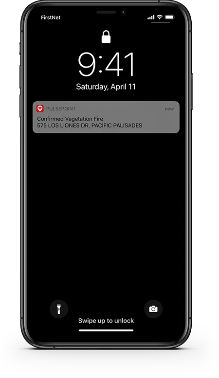 PulsePoint vegetation fire notification.